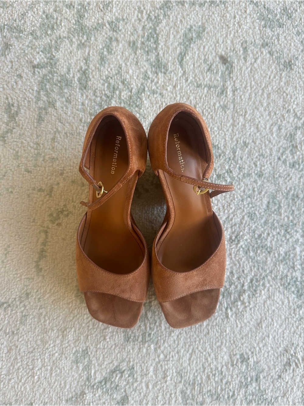 Reformation Judy Platform Sandals Rum Suede Brown Size 7.5